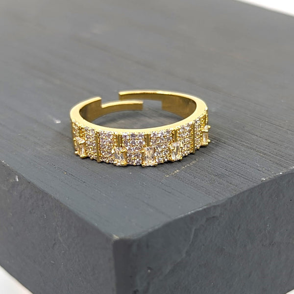 CZ encrusted matrix effect ring with princess cut stones