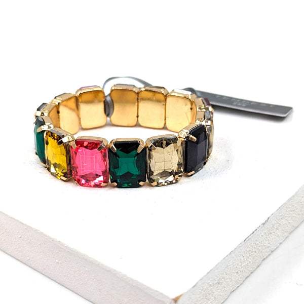 Stretchy multi-coloured crystal style bracelet