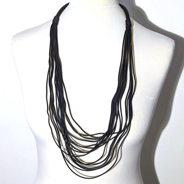 Multistrand plain neoprene mid length necklace