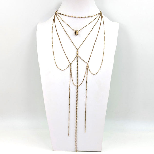 Multi layered Y shaped necklace