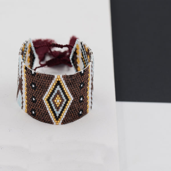 Aztec wide beaded friendship bracelet