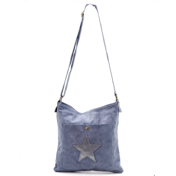 Cross body semi metallic star bag 