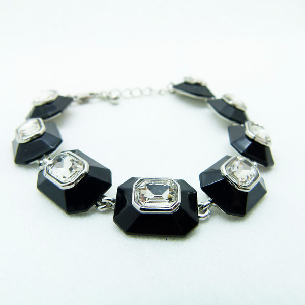 Deco style crystal jet & crystal bracelet