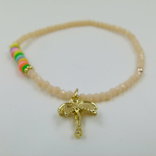 Beaded bracelet with palm tree charm
