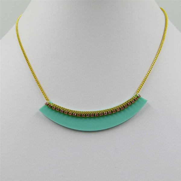 Crescent shape necklace with delicate crystal detail