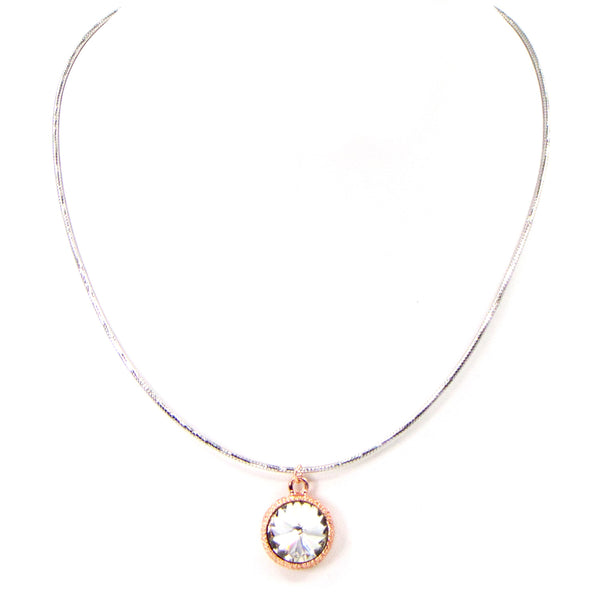 Rigid collar necklace with substantial central crystal detail