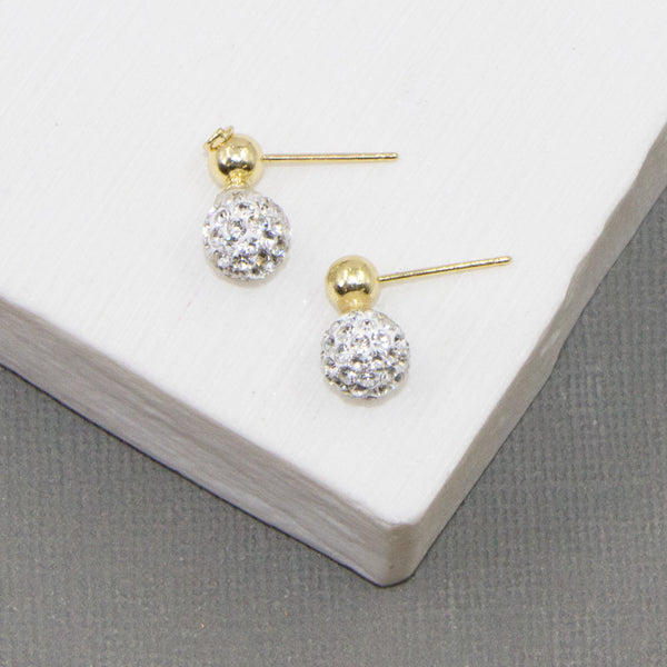 Classic crystal ball earrings with plain ball post