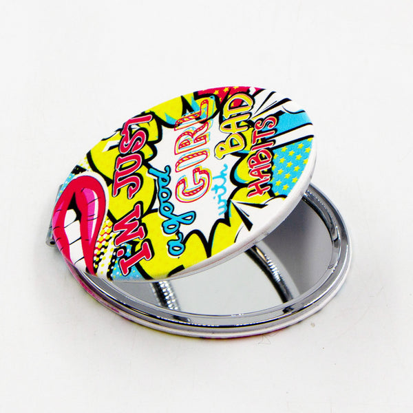 I'M JUST a good GIRL with BAD HABITS round compact mirror