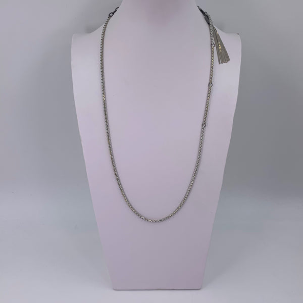 Modern mixed chain long necklace with chain tassels
