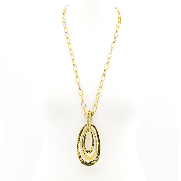 Long belcher chain necklace with large oval shape pendant