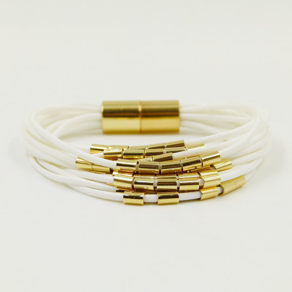 Multistrand bracelet with delicate tubes & magnetic clasp