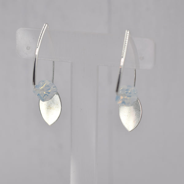 Simple opal bead and disc earring