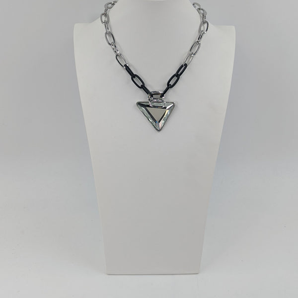 Chunky statement chain necklace with triangle pendant