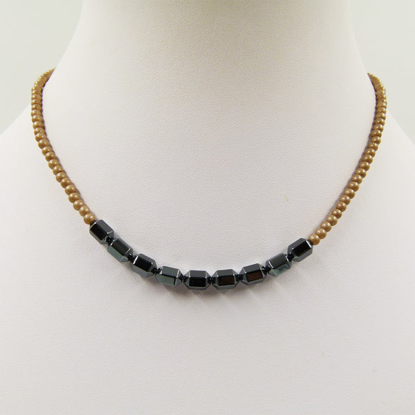 Simple dainty necklace with hemetite central beads