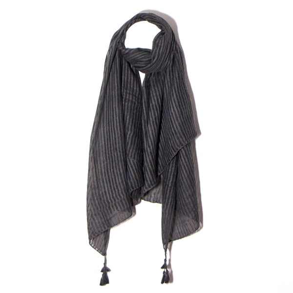 90cm x 180cm corner tassel scarf on stripe weave scarf 100% polyester