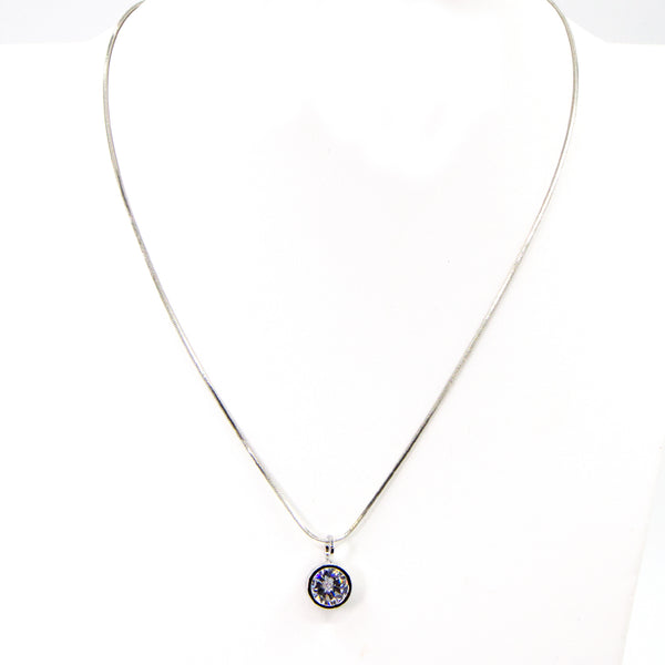 Simple single crystal on snake chain necklace