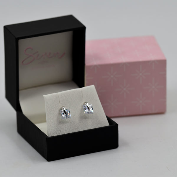 Square crystal stud earrings