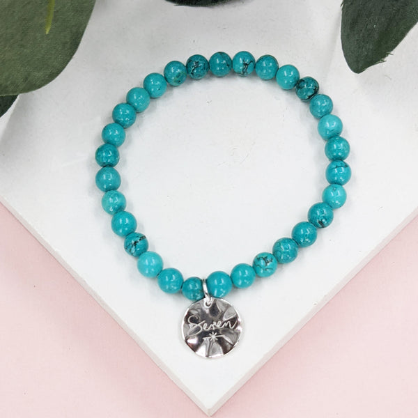 Turquoise semi precious bracelets with sterling silver tag
