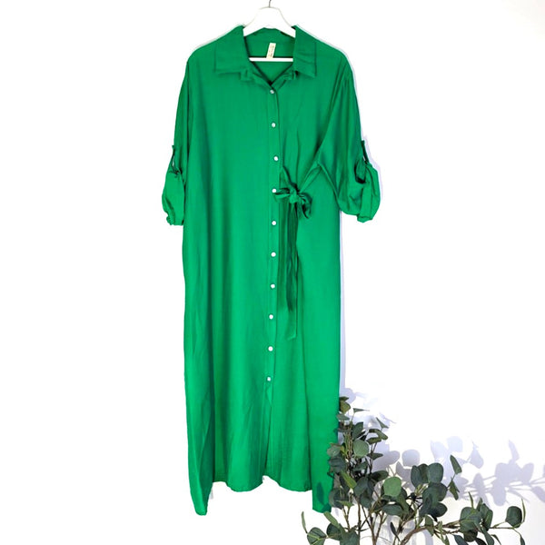 Roomy shirt dress with tie feature on one side (M-L)