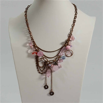 Vintage necklace with draping chains & cut glass