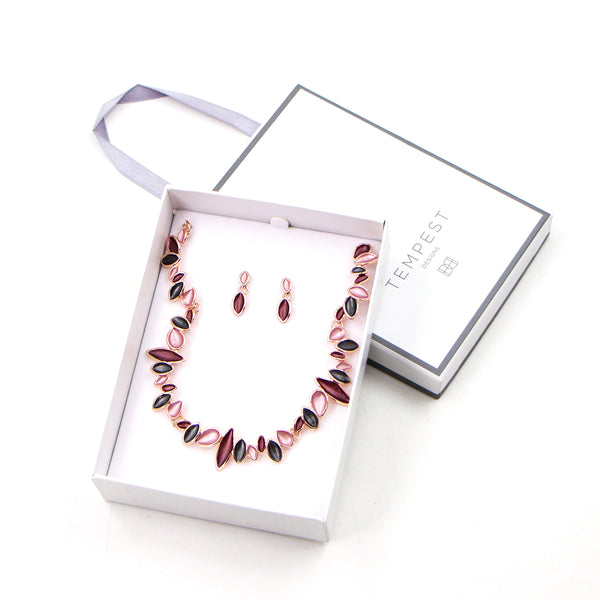 Enamel petal style components necklace set