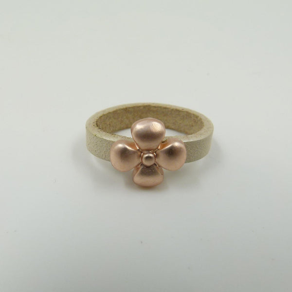 Flower detail on leather ring
