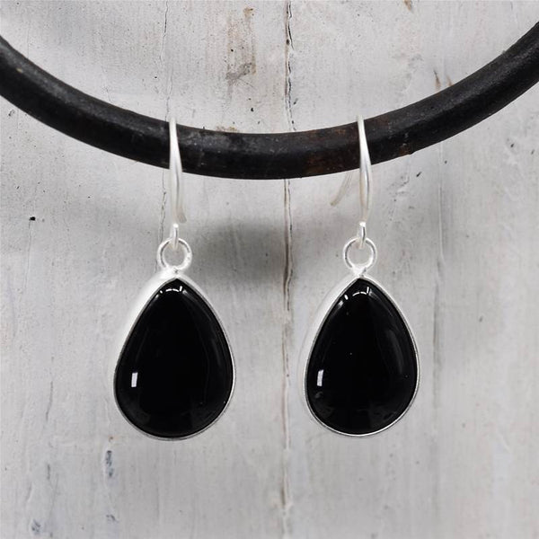 Black agate drop earrings