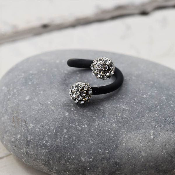 Rubber memory wire open crystal ring