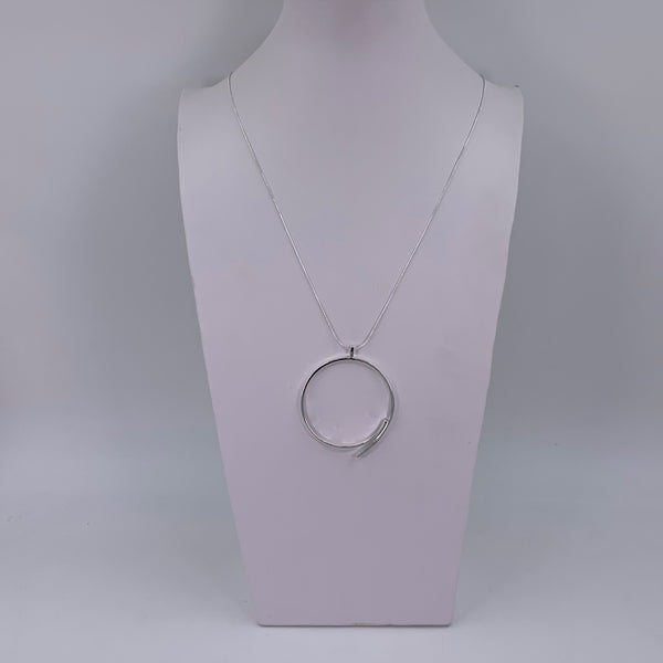 Contemporary ring necklace on long chain