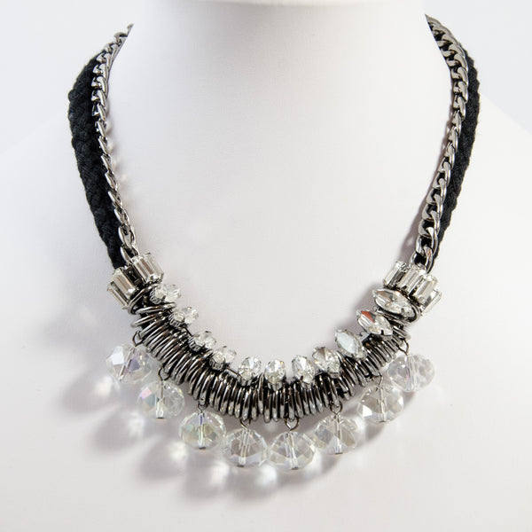 Statement necklace with round cut glass beads