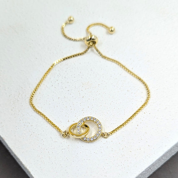 Crystal circle linked with plain friendship bracelet