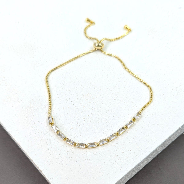 Horizontal set baguette crystal friendship bracelet