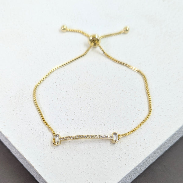 Crystal encrusted bar with baguette ends friendship bracelet