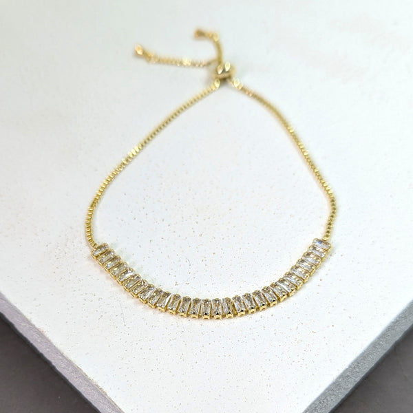Vertical set mini baguette crystal friendship bracelet