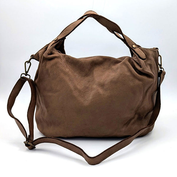 Luxe plain handbag with crossbody strap and back zip compartment