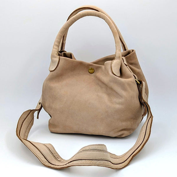 Luxe classic vintage wash handbag with cushion straps and big popper clasp