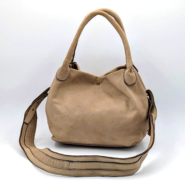 Luxe classic vintage wash handbag with cushion straps and small popper clasp
