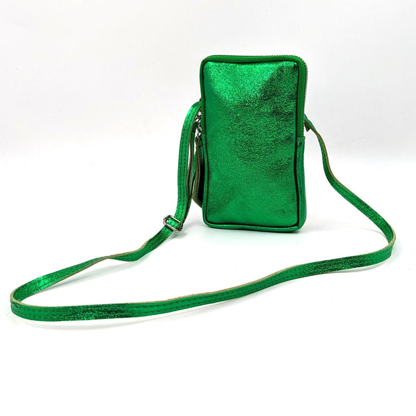 Essential metallic leather cross body phone bag/purse