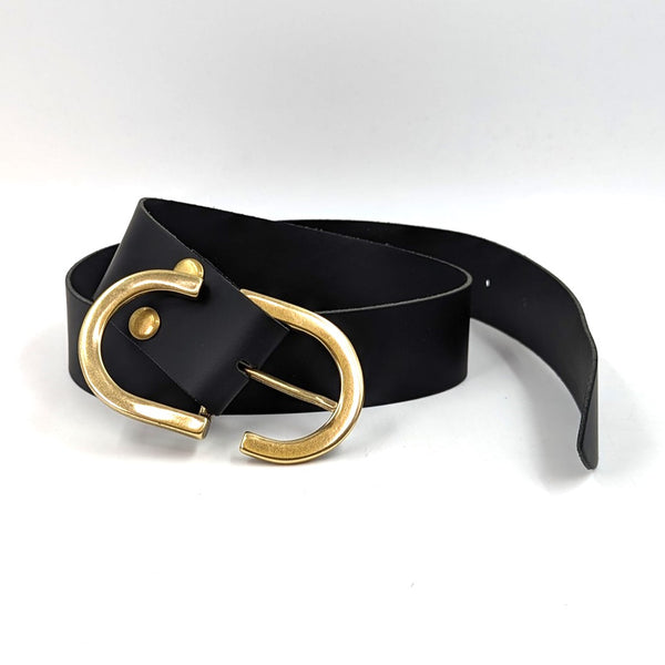 S-M Luxury Italian leather belt with classic D shape buckle