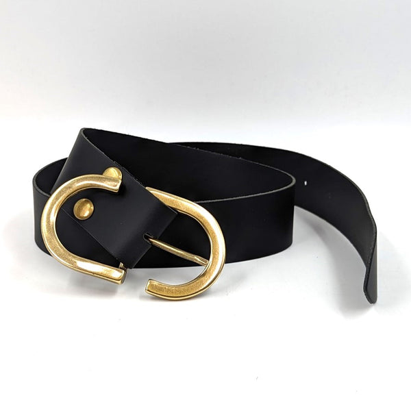 M-L Luxury Italian leather belt with classic D shape buckle