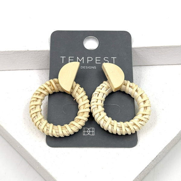 Woven rings earrings with semi circle post