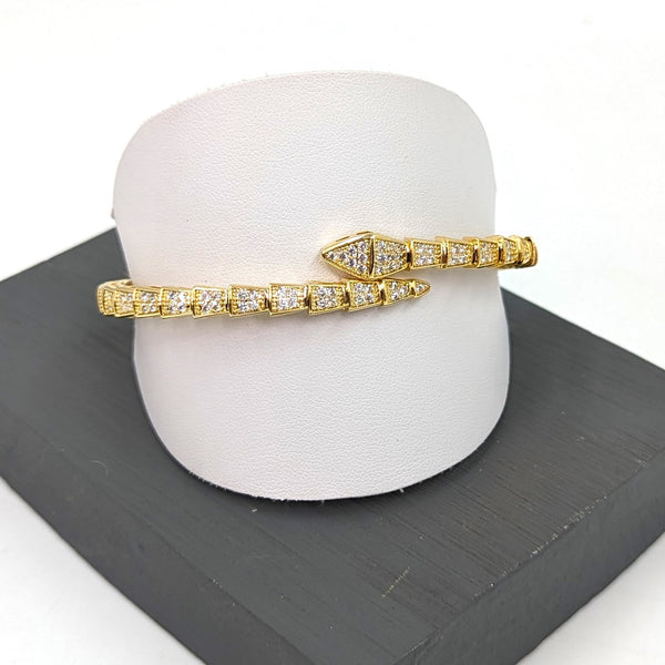 'Bvlgari' inspired CZ encrusted wrap around style bracelet