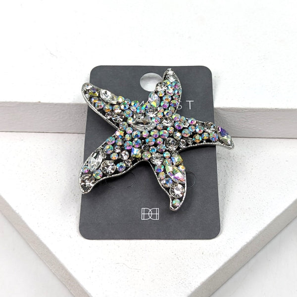 Crystal encrusted starfish brooch