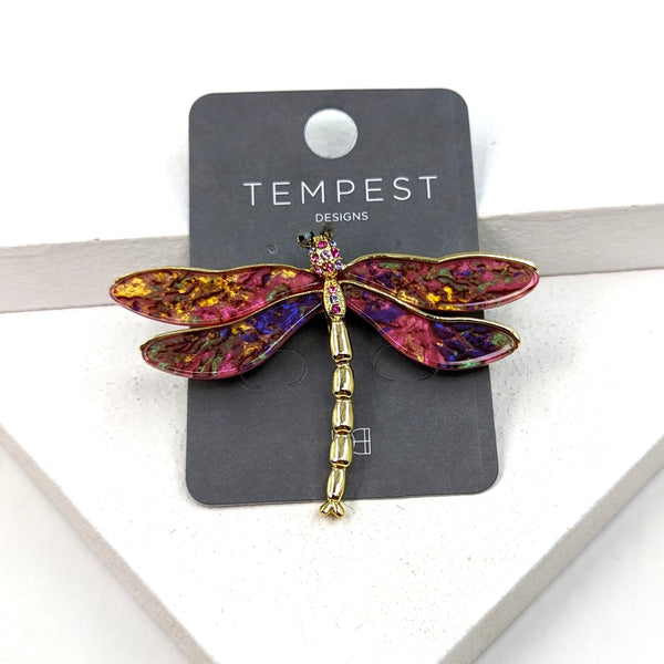 Dragonfly brooch with resin wings
