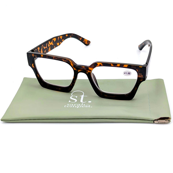 Arty square tortoiseshell reading glasses