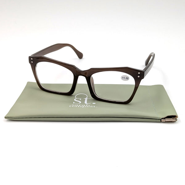 Classic elegant solid taupe reading glasses