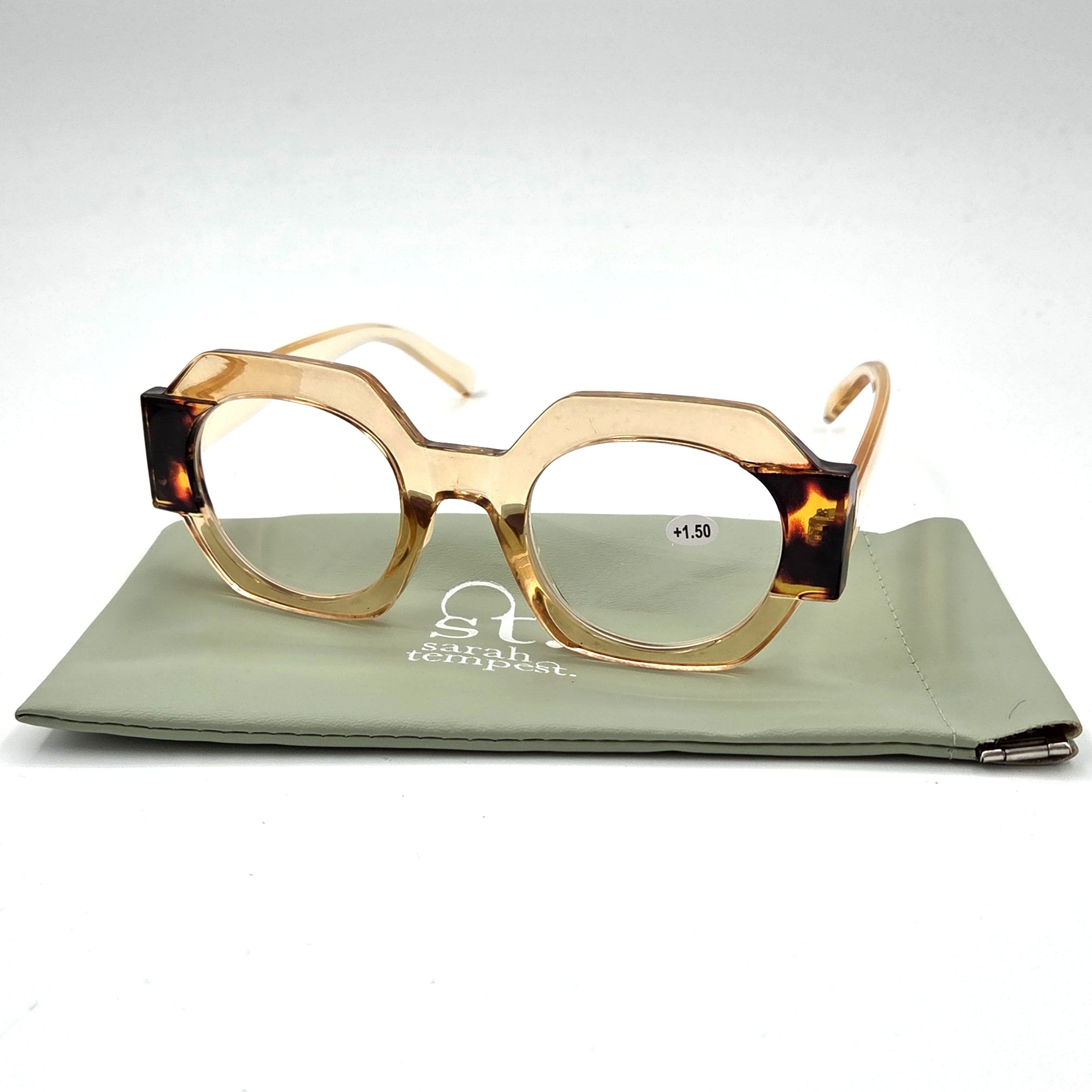 Thick frame angular glasses with 2 tone side panel – Tempest Designs