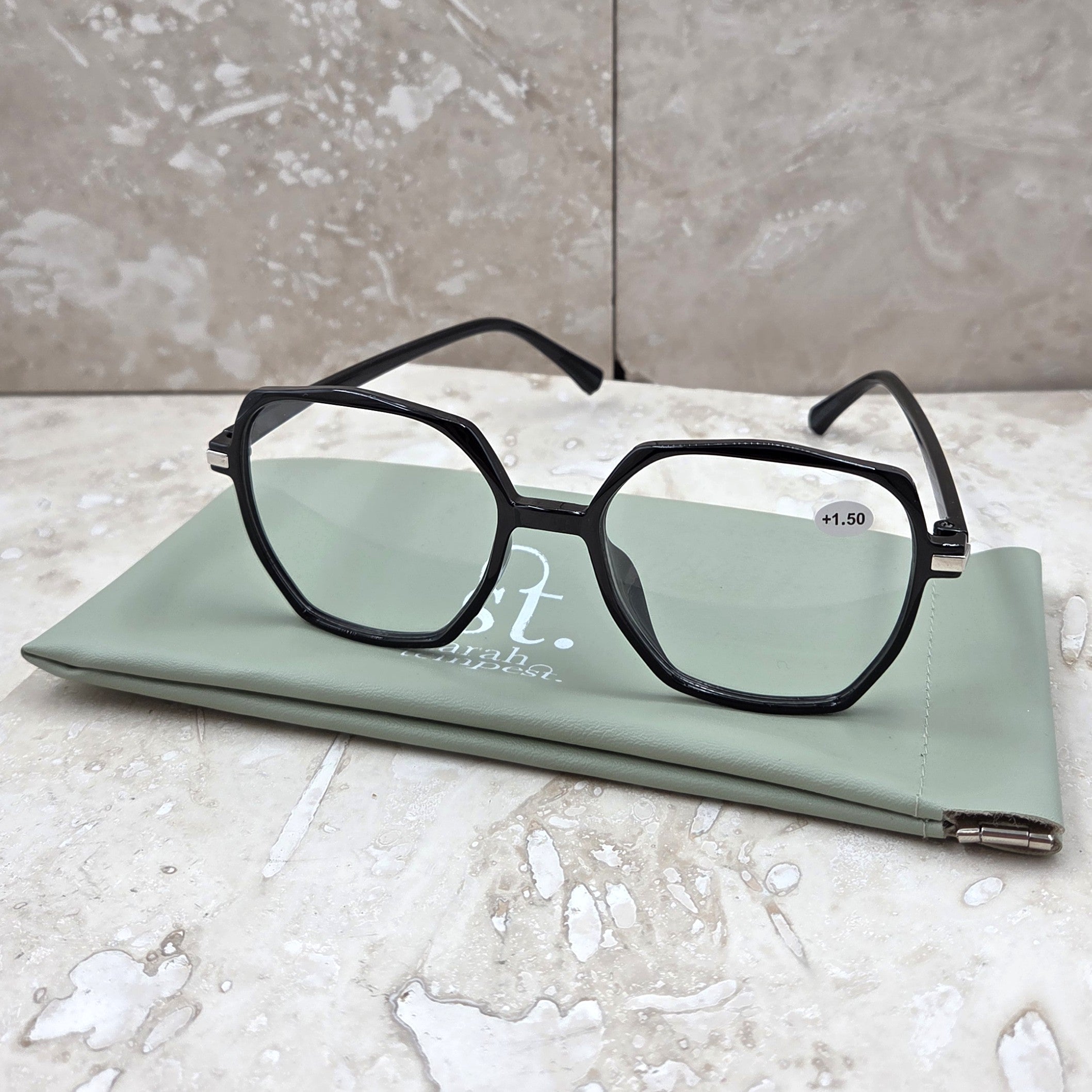Black round slim frame reading glasses – Tempest Designs