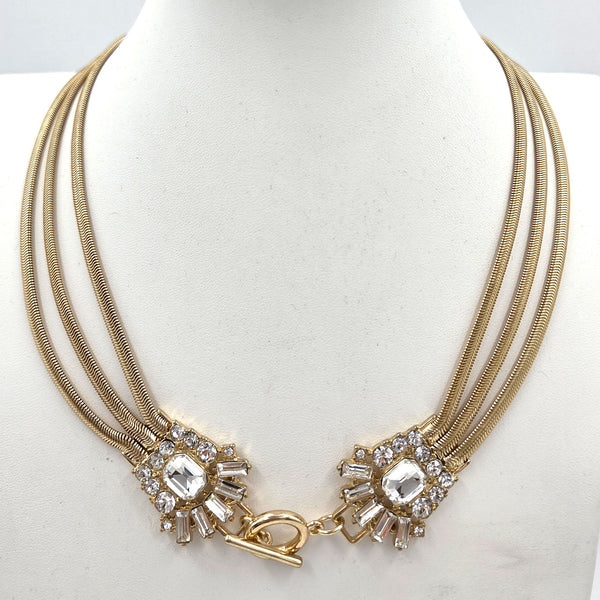 Multistrand crystal short necklace