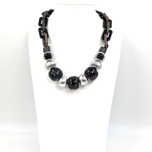 Resin bead and chain statement necklace